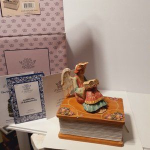 DeBrekht Carved Hand Painted Sweet Dreams Angel Box Reminiscence Series LTD